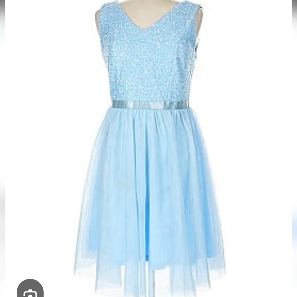 Meetjen Baby Blue Sequin & Tulle Formal Midi Dress    Size XL